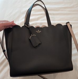Kate Spade black leather scalloped top purse